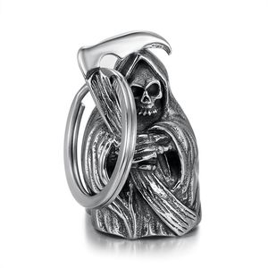 Llavero de acero inoxidable con diseño de calavera Grim Reaper para Halloween, accesorio unisex - Product Image 1