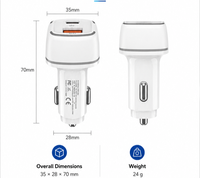 Chargeur de voiture USB mini 38W avec USB C PD et USB A QC3.0, adaptateur de charge rapide 12V 24V, fabrication OEM ODM, vente en gros