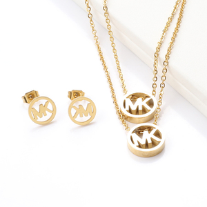 Ensembles de <span class=keywords><strong>Bijoux</strong></span> en Acier Inoxydable MK pour Femmes, Collier Pendentif de Mode pour <span class=keywords><strong>Femme</strong></span>, <span class=keywords><strong>Cadeau</strong></span> Américain, Chaîne de Fête, Mariage - Product Image 2