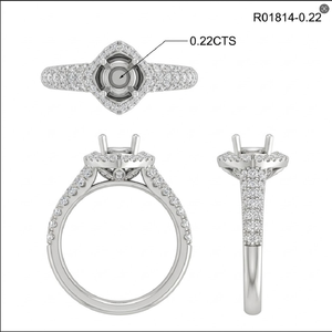 Solid 18k White Gold Pass Diamond Tester <b>Split</b> Shank Halo Semi Mount Engagement <b>Ring</b> Gh Color Top Si1 Wholesale Fine Jewelry - Product Image 5
