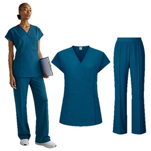 Hanziman Women's Scrubs Set Moisture Wicking V-Neck Tops And Pants Hospital Uniforms For Nurses And Caregivers - Product Image 5