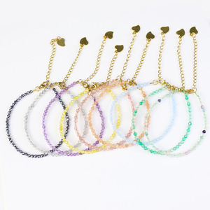 Nouveau bracelet en pierres fines facettées de 3 mm, bracelet en perles de cristal minuscules avec des pierres taillées en acier inoxydable, bijoux pour femmes - Product Image 4