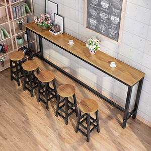 <b>Bar</b> Counter <b>Table</b> Long Wall-mounted Home <b>bar</b> Stool Set and Chair Narrow Coffee - Product Image 5