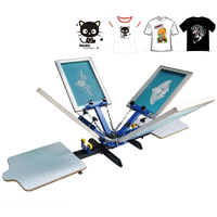 Impresora de pantalla de mesa giratoria Manual Estación de máquina de serigrafía Camiseta Prensa de un solo giro Seda 4 colores 2 proporcionados 35