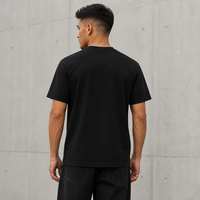 Kaos Katun Hitam Pria Custom dengan Transfer Panas Geometris Reflektif untuk Grosir Streetwear
