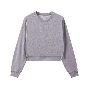 Sudadera Corta de Felpa Francesa Gruesa para Mujer, Estilo Moderno, Color Sólido, Sin Capucha, Personalizable, Deportiva - Product Image 5