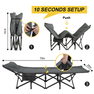 Cama de Campaña Ligera Personalizada de Fábrica, Cama Plegable Portátil para Adultos, Cama de Campaña con Cojín y Almohada AO-AZ-CC-01 para Adultos - Product Image 5