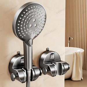 Support de pommeau de douche mural à ventouse puissante, rond, en ABS, durable, design minimaliste, accessoire de salle de bain - Product Image 1