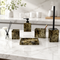 Vente en gros d'usine - Ensemble d'accessoires de salle de bain en marbre Dark Emperador 6 pièces pour hôtel, villa, décoration de salle de bain de luxe