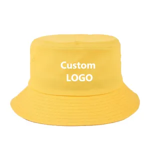 Chapéu balde personalizado com logotipo bordado, boné reversível para homens e mulheres, 100% algodão, design personalizado por atacado