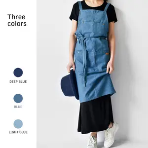Avental adulto da cozinha jeans, nova atacado da moda coreana azul de algodão jeans para mulheres
