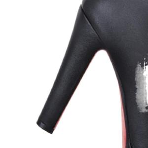 وصل حديثا أحذية طويلة نسائية مثيرة باللون الأحمر ومنطقة أسفل الركبة أحذية طويلة بسحّاب من الجانب للسيدات أحذية بكعب - Product Image 4