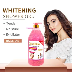 Cassillia oem private label pink pureye natural organic bath body wash bleaching whitening exfoliating shower gel for black skin