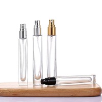 Flacon de parfum carré en verre transparent rechargeable de 10 ml avec pulvérisateur à pompe, emballage portable