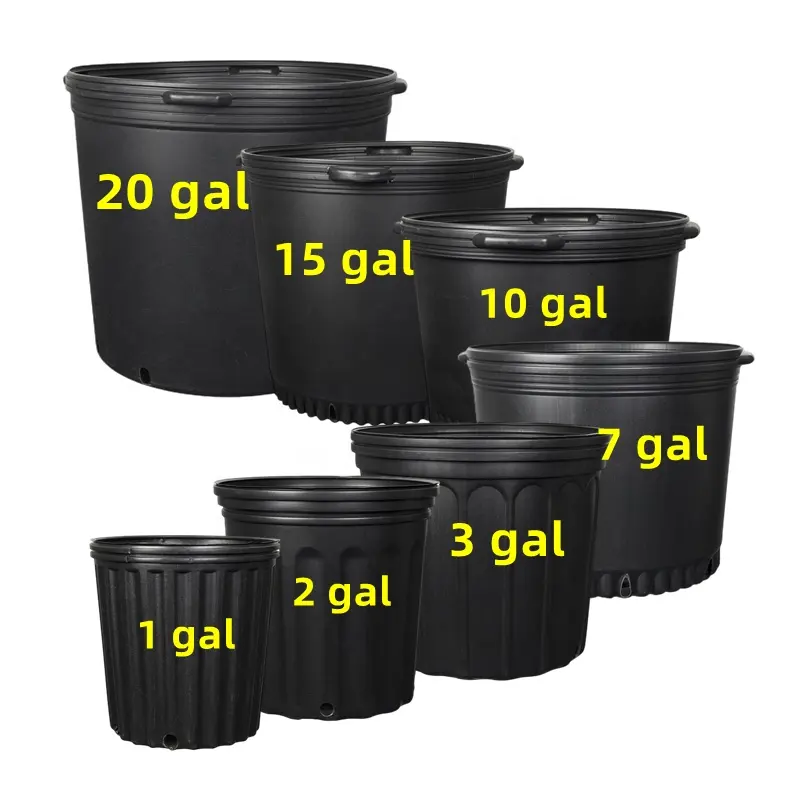 Groothandel 1 2 3 5 7 10 15 20 25 Gallon Tuin Thuis Glastuinbouw Zwart Plastic Kwekerij Gallon Pot planter
