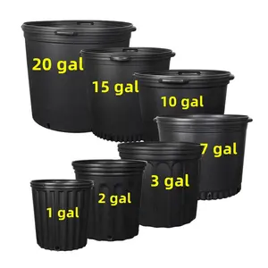 Commercio all'ingrosso 1 2 3 5 7 10 15 20 25 galloni giardino casa serra orticoltura plastica nera vivaio gallone vaso fioriera
