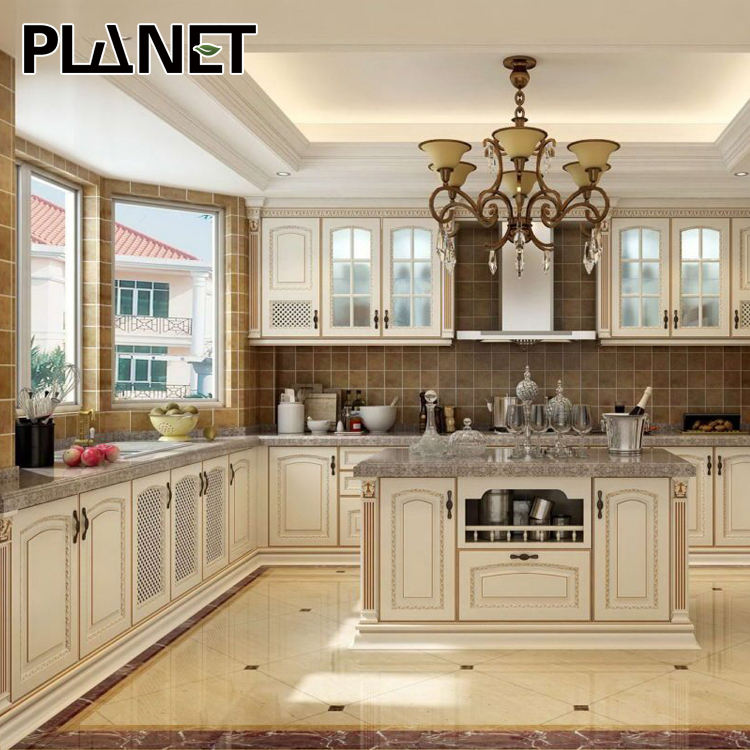 Luxury European Style Kitchen Cabinets Set - Antique White Solid Wood ...