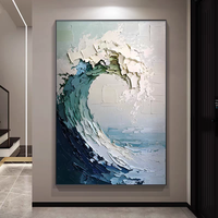 Vente directe d'usine en gros, peinture murale à l'huile sur toile, design ondulé tridimensionnel, peinture à la main pure, décoration minimaliste