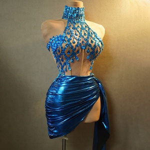 Robes brillantes sexy européennes et <span class=keywords><strong>américaines</strong></span>, tenue de scène pour groupe de filles, tenue de club de mode, costume de chanteuse féminine - Product Image 1