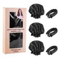Offre Spéciale sans chaleur tige de curling bandeau doux Satin chignon Bonnet bigoudis vague magique sommeil bigoudis ensemble
