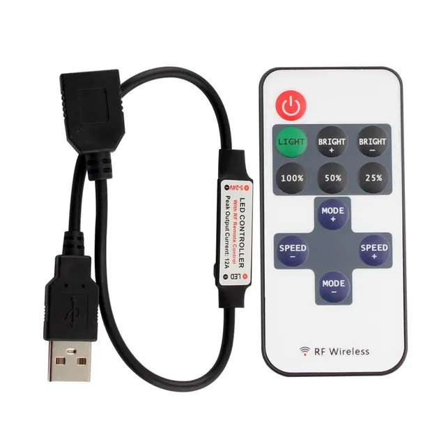 11 Keys LED Strip Controller Mini Dimmer RF Remote 5V USB Interface Controller for 5050/2835 Single Color LED Strip