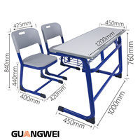 Ensemble bureau et chaise d'école de classe moderne réglable avec matériau écologique Design durable pour un seul étudiant