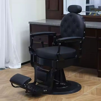 Chaise de barbier de salon rétro de luxe, pompe hydraulique professionnelle, inclinable, pivotant à 360 degrés, réglable en hauteur, en cuir synthétique