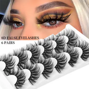 Customized Hand Made Fluffy Eyelash Cluster Faux Mink Eyelashes Clear Band Lashes Mink Eyelashes Full Strip DIY Lash Extension