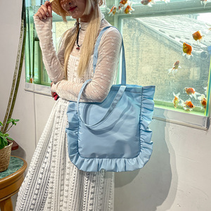 Bolso de Hombro Estilo Francés con Encaje de Nubes y Flores, Dos Correas, Bolso de Mano con Lazo de Satén Estilo Harajuku, Cierre de Cremallera, Bolso para Tutorías - Product Image 5