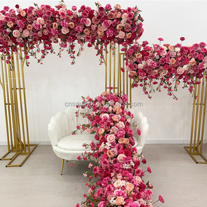 Nuovo <span class=keywords><strong>Design</strong></span> Elegante Runner Floreale Rosa Acceso per Arco Nuziale, Composizione Floreale Rosa Scuro per Tavolo da Matrimonio - Product Image 2