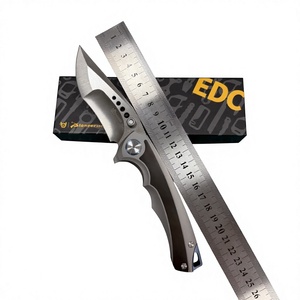 Cuchillo Plegable EDC <span class=keywords><strong>ELMAX</strong></span> de Titanio y Zirconio, Cuchillo de Bolsillo para Hombre, Cuchillo de Supervivencia para Acampar con Mango de Titanio - Product Image 2
