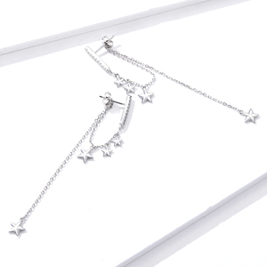 Boucles <span class=keywords><strong>d</strong></span>'oreilles asymétriques pour femmes, livraison gratuite, S925, étoile en argent sterling, Han Feng, tempérament, longue, bse3449 - Product Image 3