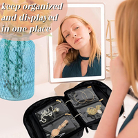 Étui de rangement pour bijoux de voyage, sacs à bijoux portables pour voyager, sac de rangement pour bijoux avec 24 pochettes en velours transparentes à fermeture éclair