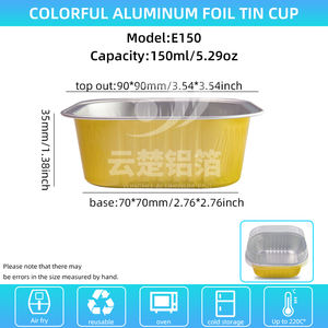 Contenedor de Aluminio Rosa de 150ml para Postres y Pasteles, Molde Desechable Cuadrado de Aluminio para Hornear Yogur con Tapa - Product Image 6