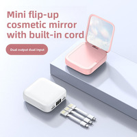 Mini miroir de maquillage avec batterie externe intégrée, grande capacité 20000 mAh avec écran numérique, câble intégré, chargeur portable compact
