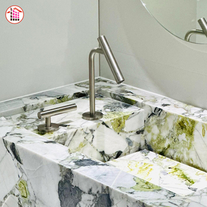 Plan de toilette en marbre naturel <span class=keywords><strong>Primavera</strong></span> poli avec lavabo intégré pour villas de luxe et hôtels – Plans de toilette sur mesure - Product Image 1