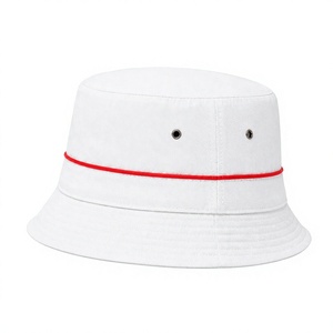 Bob blanc premium avec passepoil rouge et œillets métalliques – Unisexe, décontracté, pour l'extérieur, l'été, la plage, les voyages, la pêche, casquette tendance - Product Image 2