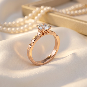 Bague de fiançailles en or rose 14 carats avec diamant brillant cultivé en laboratoire et pierres latérales, style romantique, certifiée IGI, pour femme - Product Image 2