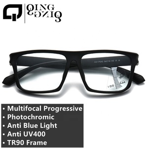 <span class=keywords><strong>Gafas</strong></span> de Lectura Bifocales Progresivas TR90 Fotocromáticas que Cambian de Color a Azul Gris, Montura Cuadrada Gruesa Negra, Lentes Fotogris - Product Image 3