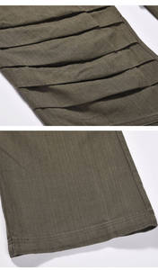 กางเกงอัดพลีทเข่าของผู้ชายกางเกงขายาวทรงหลวมสีพื้นกางเกงแฟชั่นสตรีทแวร์ทรงหลวมปรับแต่งได้ตามต้องการจากโรงงาน - Product Image 3