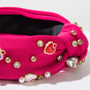 باروك لطيف لؤلؤ حجر الراين المينا الحب اكسسوارات الشعر القلب الوردي Bowknot عصابات الشعر للخطوبة الزفاف عيد الحب - Product Image 4