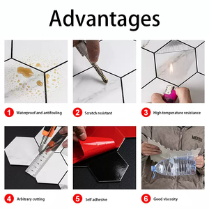 New PVC Aluminum Plastic Wall Panel Self Adhesive Peel and Stick Honeycomb <strong>Hexagon</strong> <strong>Wallpaper</strong> - Product Image 5