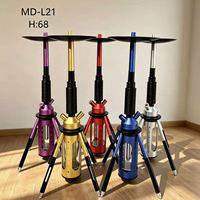 Chicha arabe moderne de 68 cm avec base en silicone en forme d'araignée, trépied et éclairage LED - MAO-156
