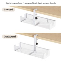 CC11-15-1 Vente en gros Panier de rangement en maille métallique pour câbles sous le bureau, fixation sans perçage par pince, organisateur de fils et rangement pour multiprises