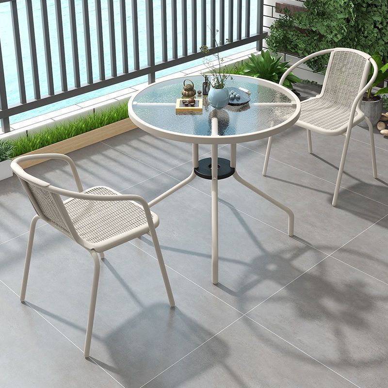 80cm diameter water ripple transparent round table and 2 chairs