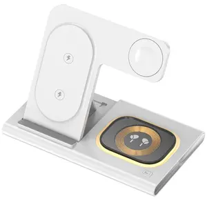 Cargador inalámbrico plegable 3 en 1 con soporte para teléfono LED para <span class=keywords><strong>Samsung</strong></span> S24 S23 S22 Watch 6 5 4 Active 2 Galaxy <span class=keywords><strong>Buds</strong></span>, estación de carga rápida - Product Image 4