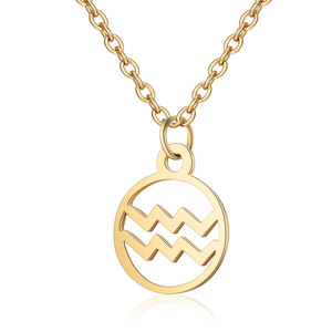 Bijoux creux ronds en acier inoxydable pour femmes Collier pendentif signe du zodiaque en argent douze scorpions - Product Image 4