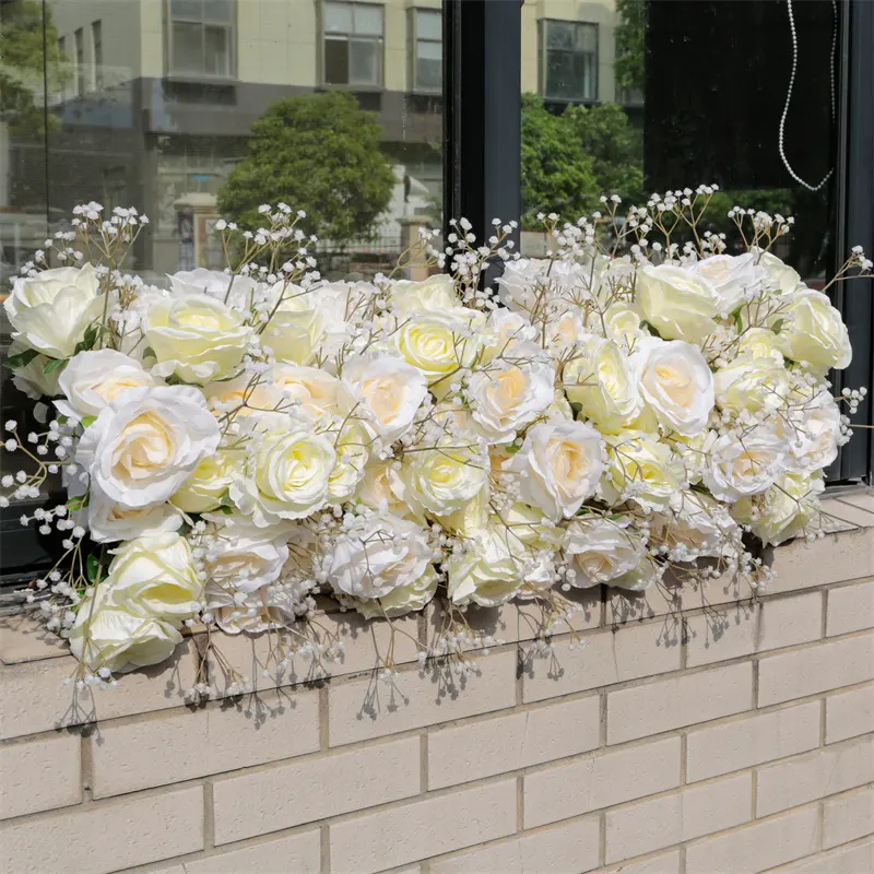 LFB2185 satış toptan fiyat ipek masa çiçek koşucu düğün çiçek satırlar yapay çiçek koridor koşucu