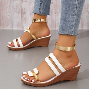 Verano 2025, sandalias informales sin cordones para mujer de talla grande, zapatos de playa, Calzado cómodo de tacón plano con bloque de Color para adultos - Product Image 3
