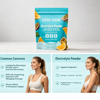 Sachets de poudre d'électrolytes OEM, saveur Tropical Fusion, 6 électrolytes essentiels, 0g de sucre, 52g